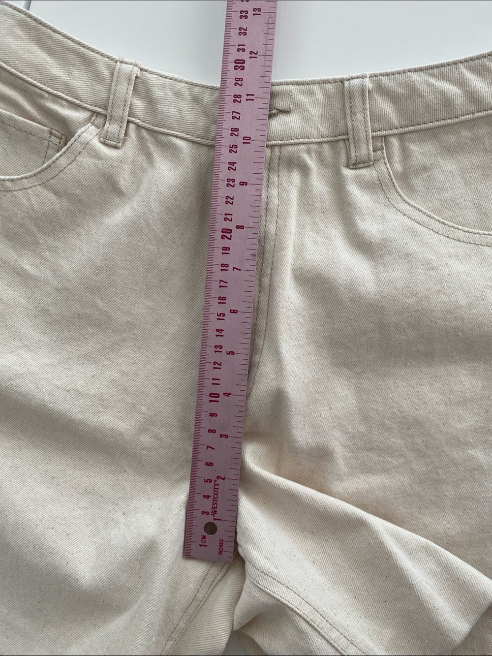 Twik Cream Natural High-Rise Jean Denim A-line Shorts Cream Canvas Size 29 - Picture 7 of 9